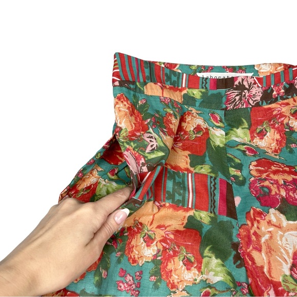 Vintage Wide Leg Flare Floral Patch Print Boho Hippie Pants - Picture 9 of 12